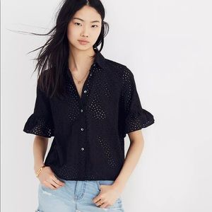 Madewell Eyelet Bell-Sleeve Shirt size large